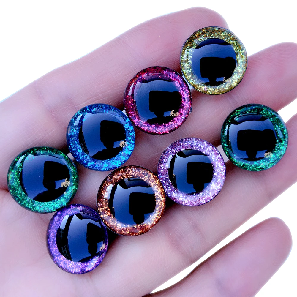 30pcs/Box Clear 3D Glitter Safety Eyes For Toys Puppet Crochet Plastic Safety Toy Eyes Mix Size 9/10/12/14/16mm Amigurumi