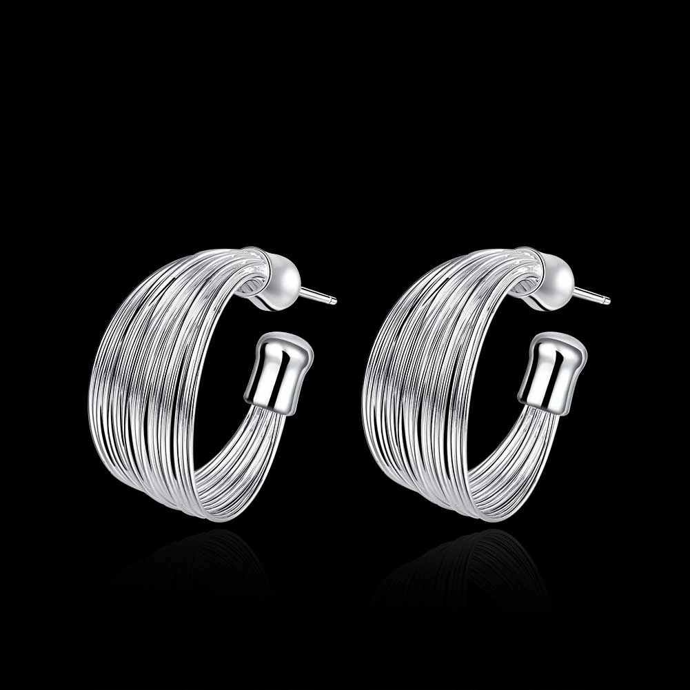 LEKANI Hot Sale 925 stamp silver color Fashion Jewelry Multilayer Stud Earrings Jewelry Women Earrings for Wedding Party Bijoux