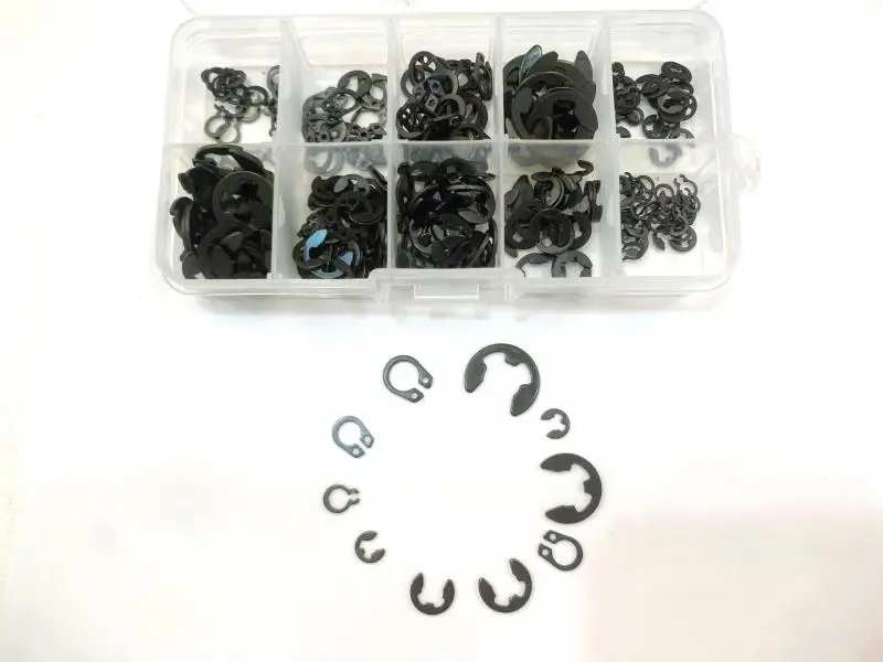 300 pz 3mm 4mm 5mm 6mm 8mm 9mm acciaio nero E Clip anello di sicurezza anello di ritegno rondella per fissaggio albero