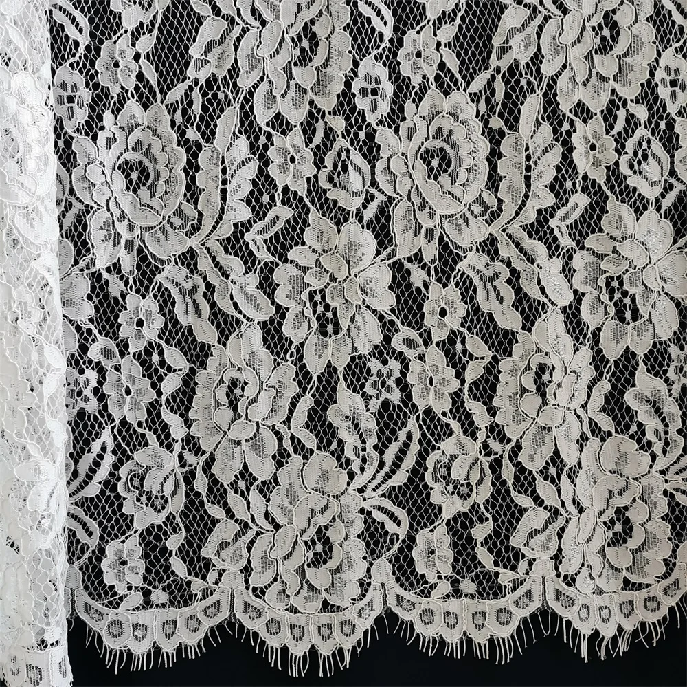 150cm X 300cm Cording French Lace Fabric Eyelash Lace Chantilly Car Bone Thread High Quality Wedding Dress Craft Lace