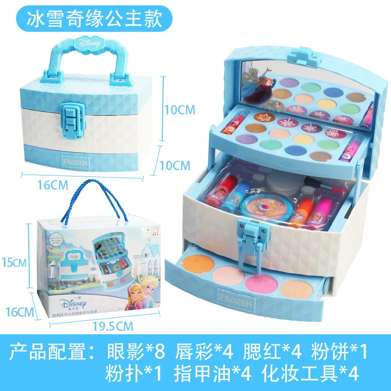 New Disney girls frozen 2 elsa anna princess Makeup suitcase Toys set with box snow White Makeup Box Set  kids Toy Gift