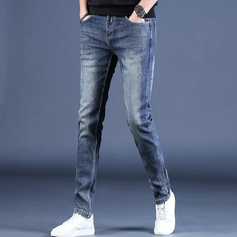 Men Fashion Jeans Casual Pants Blue Straight Fit Jean Streetwear Clothing Classic Mens Denim Trousers pantalones hombre vaqueros