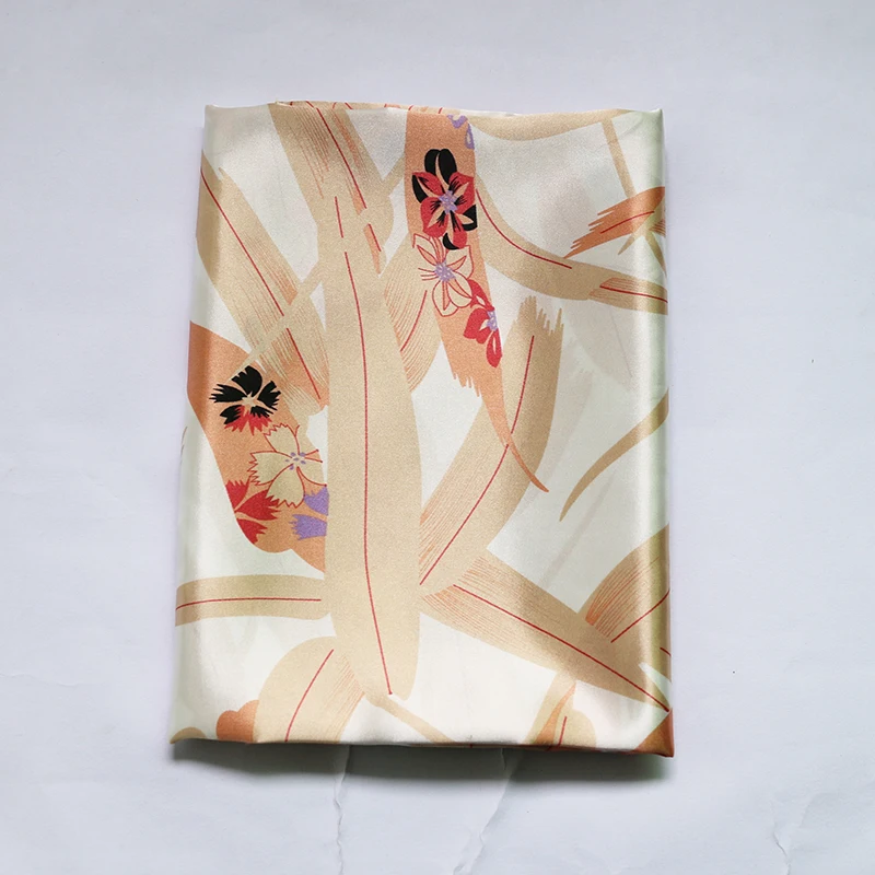 Meterware Weicher Seidiger Satin-Stoff Blumenmuster Charmeuse-Material Futter DIY Schal Textil – Detail 32