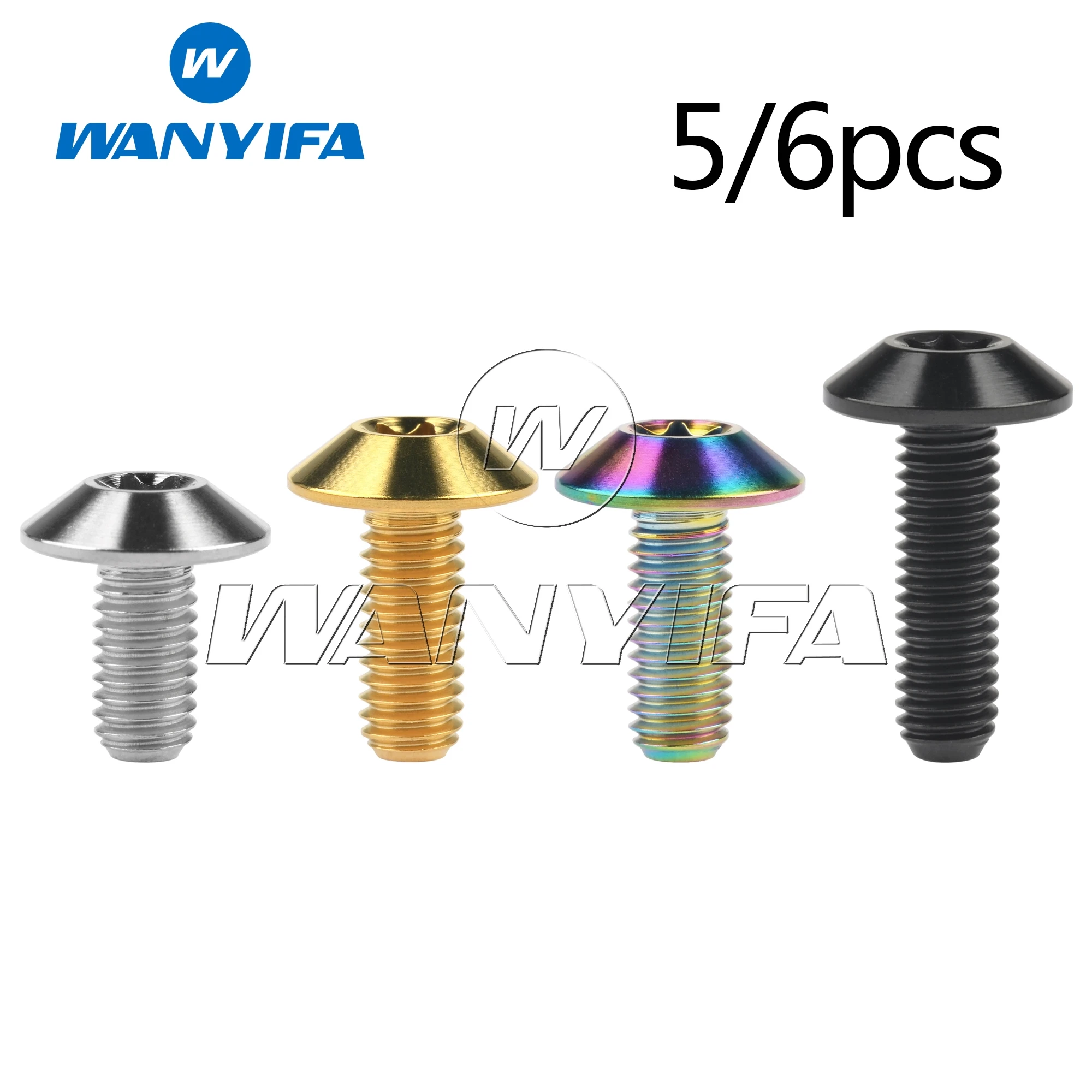 Wanyifa Titanium Bolt M6x12/15/20mm Torx T30 Button Head Screws for Motorcycle 5/6pcs
