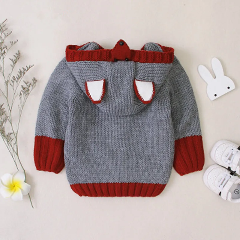 Hot sale fashion  boys and girls  baby long-sleeved cute fox  one piece hat  cardigan knitted jacket coat