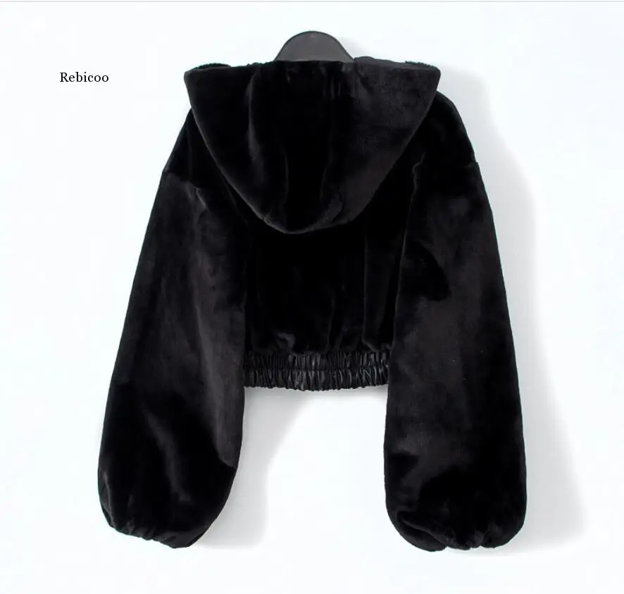 Gothic Winter Jacket Women Coat Fashion Autumn Hooded Slim Warm High Waist Velvet Short Black Coats Female Outwear 2020 Trendy