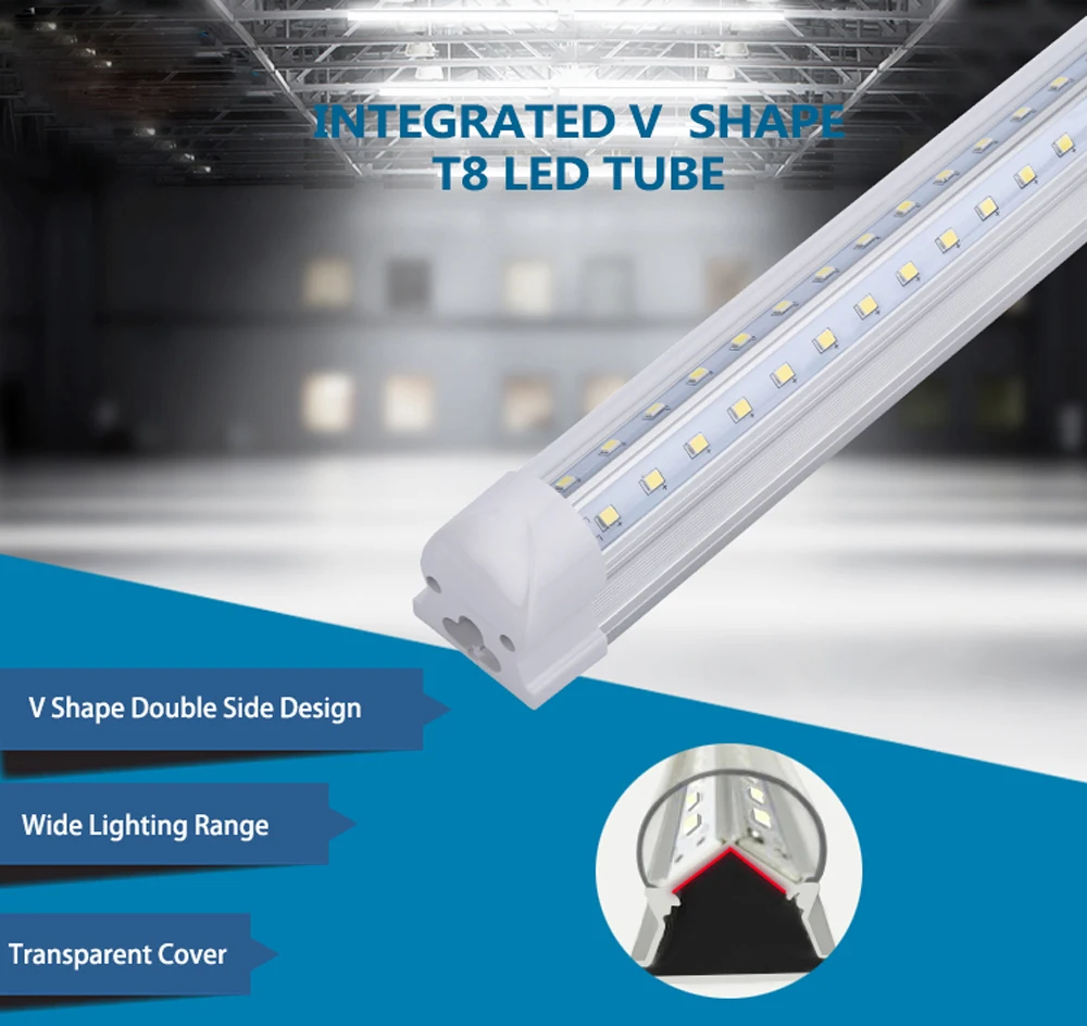 T8 5FT LED Tube Light V shaped Integrated Double Line LED Light Bulb 5 Foot LED Shop Lamp Led Ceiling Light 6000K Stock In US