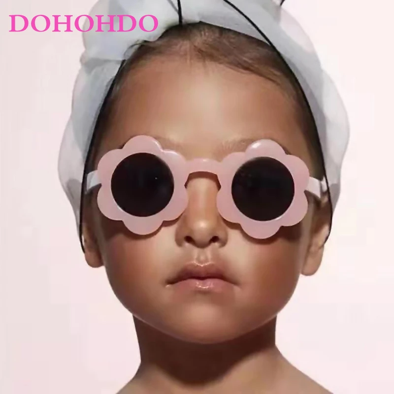 Dohohdo 2021 novo sol flor redonda bonito crianças óculos de sol uv400 para a menina do menino da criança adorável do bebê óculos sol crianças oculos de sol