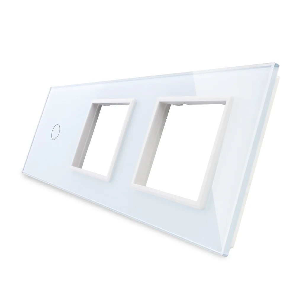 Livolo White Pearl Crystal Glass, 223mm*80mm, EU standard, 1Gang &2 Frame Glass Panel, VL-C1/SR/SR-11