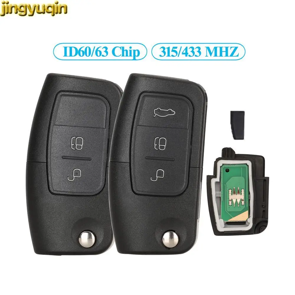 

Jingyuqin 5pcs Car Key Alarm Remote Fob ID60/63 Chip 315/433 MHZ For Ford Eco Sport 2013-2017 Focus 2 3 Mondeo Fiesta C Max Ka