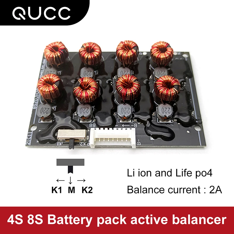 Qucc 2A 4S 8S BMS aktywny Balancer korektor Lifepo4 Li-ion Lipo bateria litowa energia płyta transferowa moduł równowagi