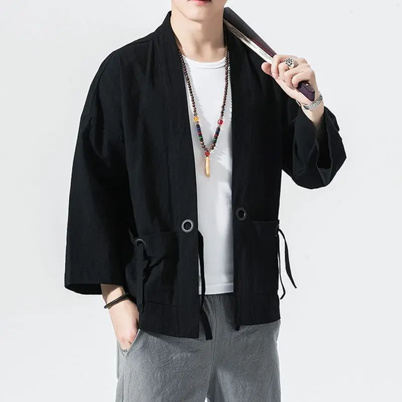 Sincism Store Men Summer Kimono Jackets Japanese Style Vintage Man Cardigan Coats With Belt High Quality Male Jacket Clothes