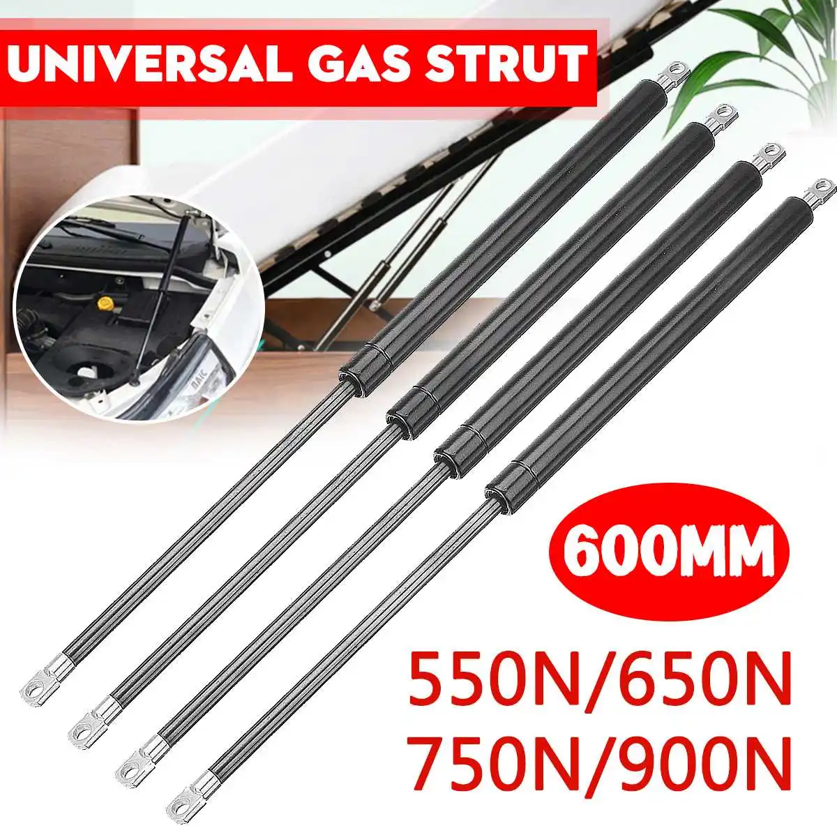 600mm 100-900N Car Gas Strut Bars Gas Spring Hood Support Rod Shock Lift for RV Bed Window Bus Caravans Camper