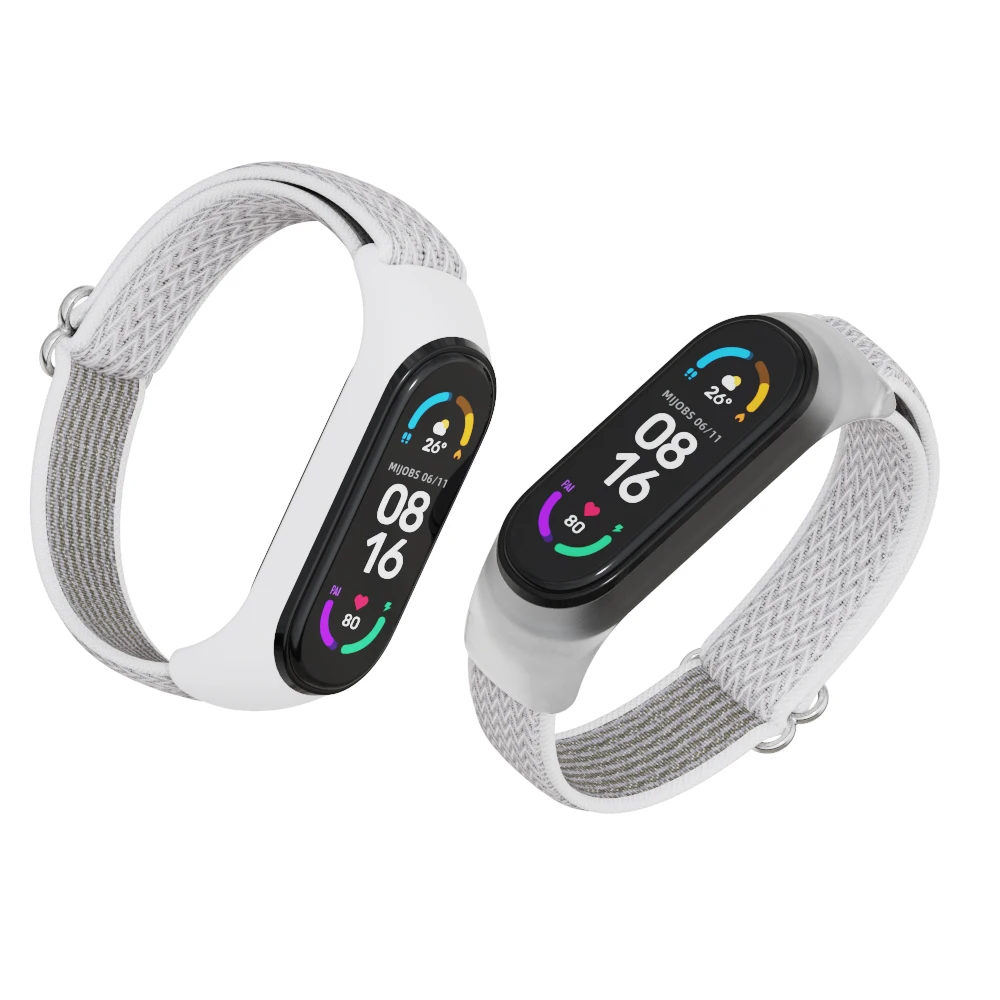 النايلون حزام ل Mi الفرقة 5 6 7 مطاطا معصمه ل شاومي Mi الفرقة 6 حزام ساعة ذكية Miband 5 Correa استبدال سوار NFC