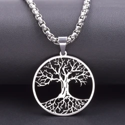 Collane a catena lunga intorno al collo per donna uomo accessori collana con ciondolo in acciaio inossidabile albero della vita Charm regalo di gioielli maschili
