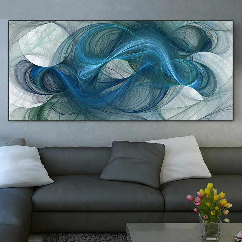

Blue Color Boho Decor Style Poster Prints Sofa Quadro Wall Decoration Picture Art Cuadros Decoracion Dormitorio Canvas Painting