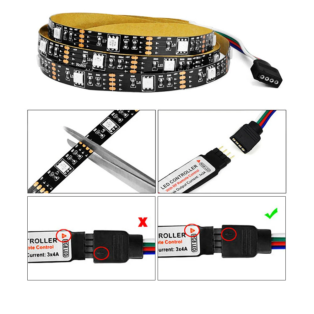 5V listwy RGB LED Light 5m 10m USB pilot SMD 5050 światła taśma LED podświetlenie dla TV świąteczne dekoracje 0.5/1/2/3m czarny PCB