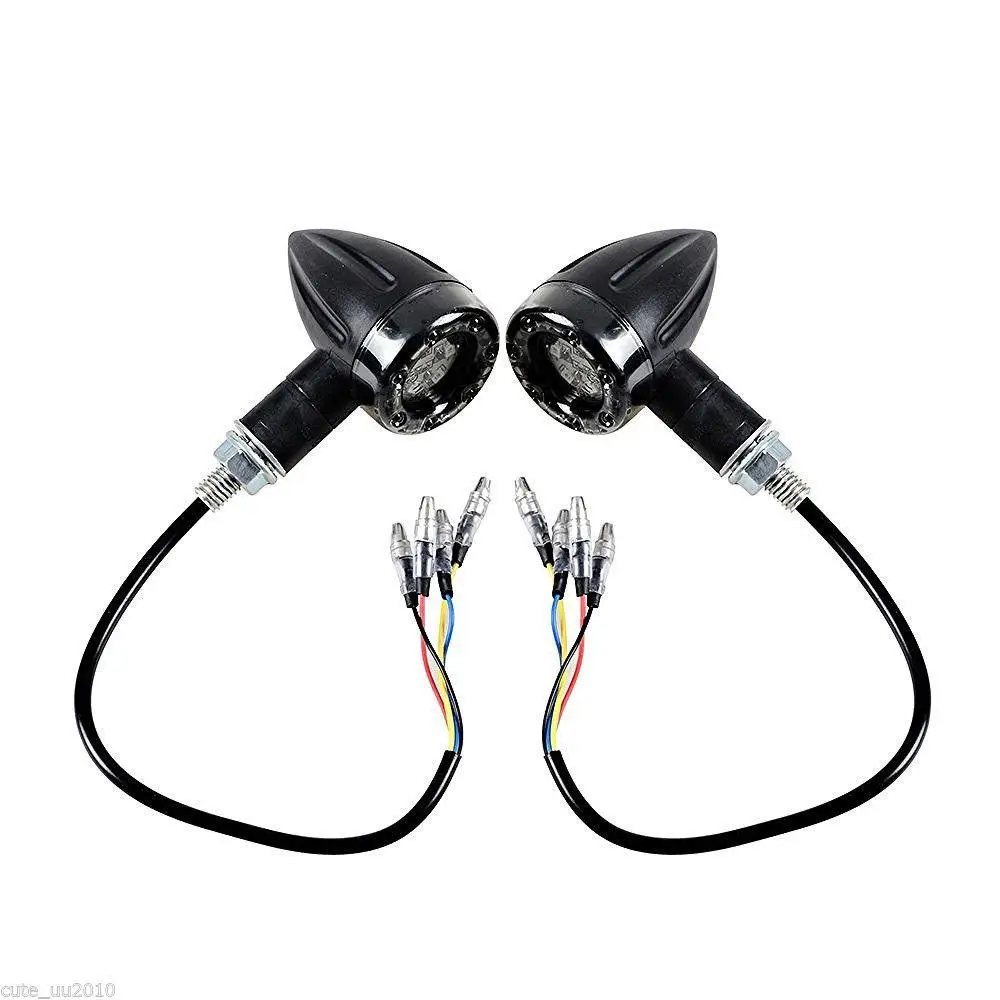 2pcs Motorcycle Retro Style 2 Colors LED Turn Signal Lights Indicators Lamp Universal Application Motorbike Lamps