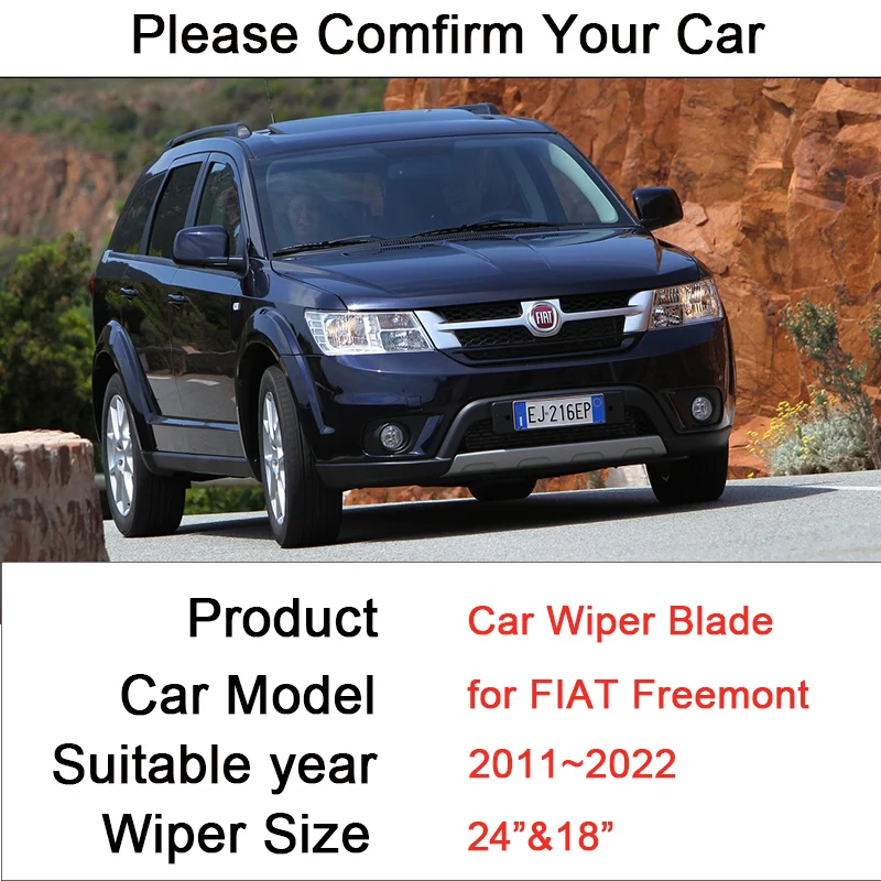 for FIAT Freemont 2011 2012 2013 2014~2022 Frameless Durable Rubber Wiper Snow Scraping Front Windshield Brushes Car Accessories