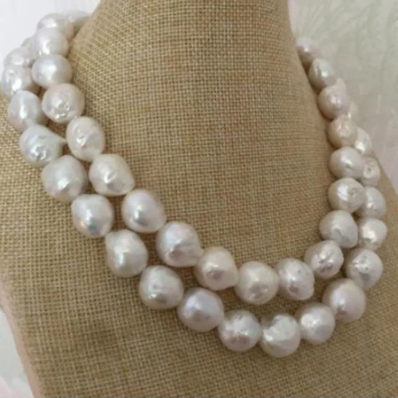 925silver 38inch gorgeous 10-11mm freshwater baroque white pearl necklace