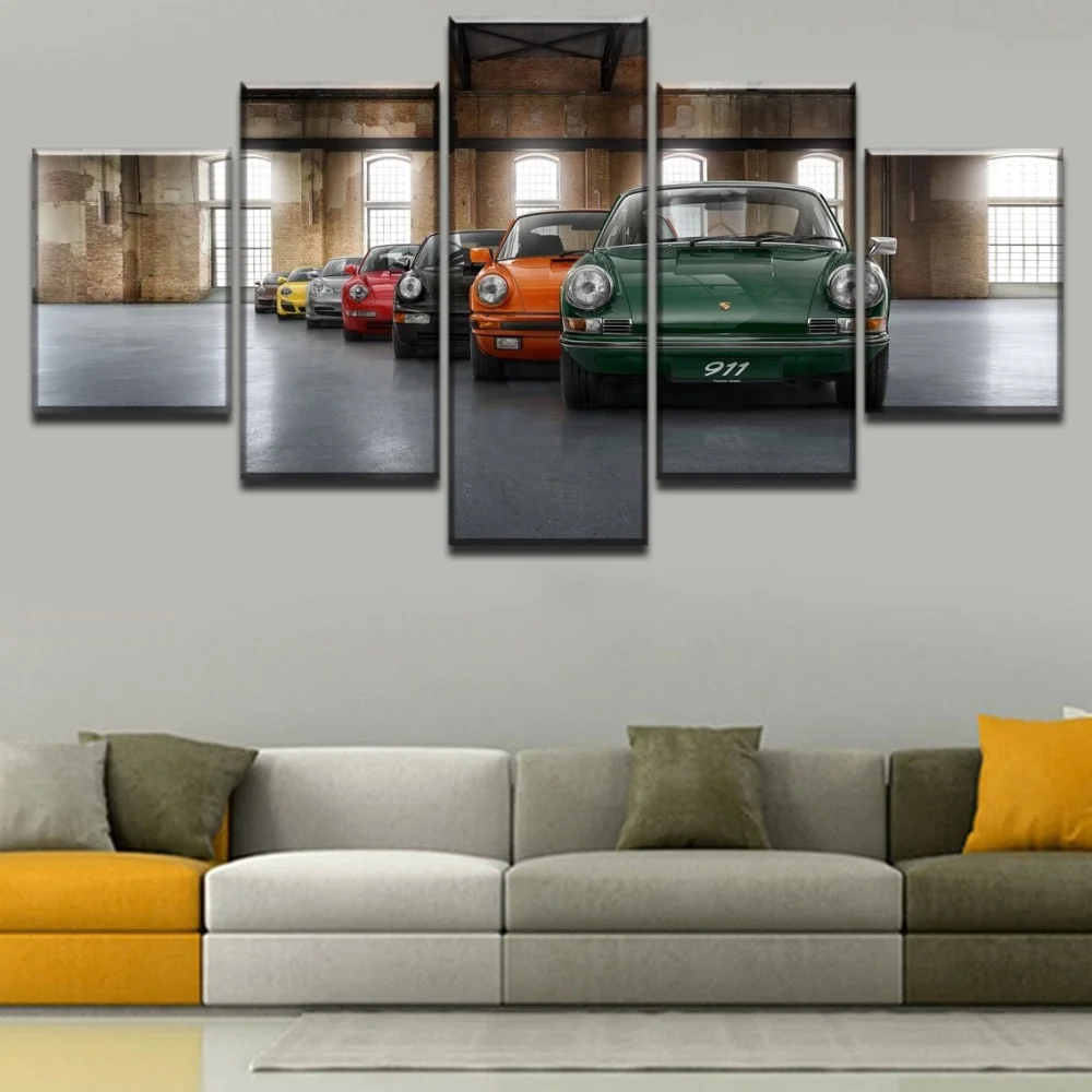 No Framed Canvas 5Pcs Classic Old-Fashioned Car Engine Wall Art Posters Pictures Home Decor Paintings Decorations