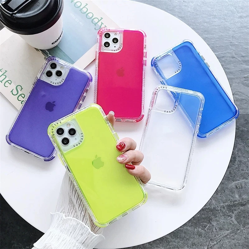 3IN1 Candy Color Shockproof Bumper Phone Case For iPhone 16 13 11 12 14 15 Pro Max XR X XS Max SE 7 8 Plus  Soft Back Cover