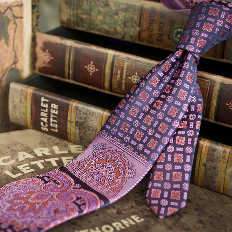 メンズペイズリーパターンのネクタイ,花柄のストライプ,チェックパッチワーク,100% シルク,ヴィンテージブランド,マルチカラー,卸売