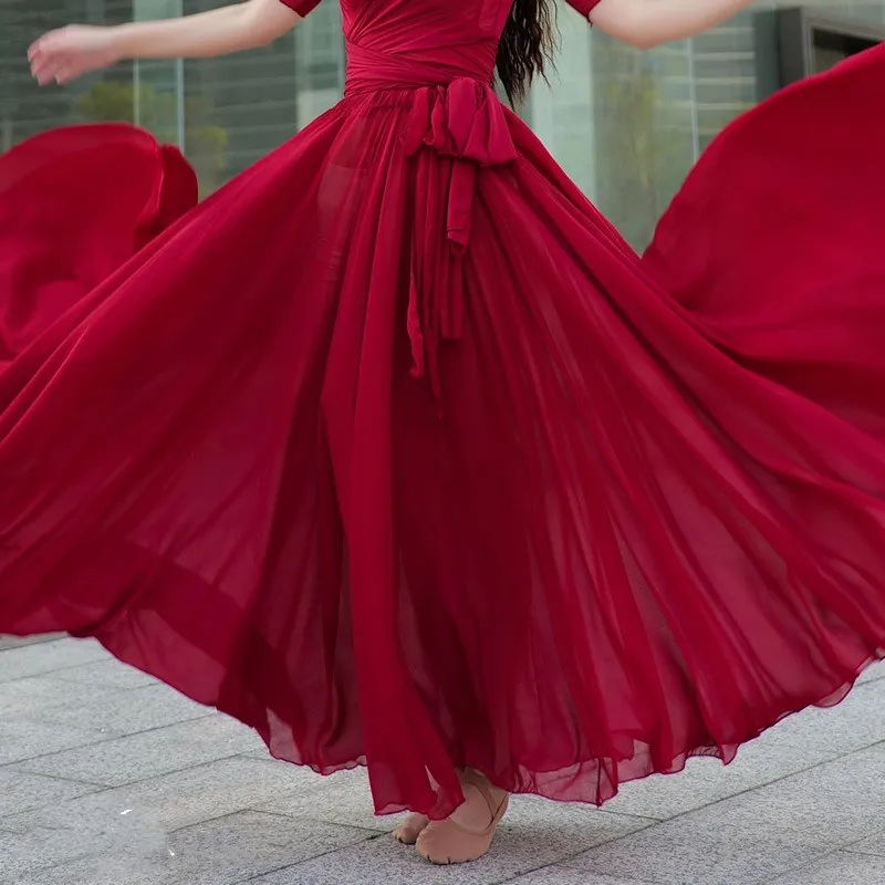 Fairy Oriental Dance Skirt Swing Belly-Dance Women Performance Outfit 720 1000 Degree Dance Costume Full Circle Maxi Skirt Red