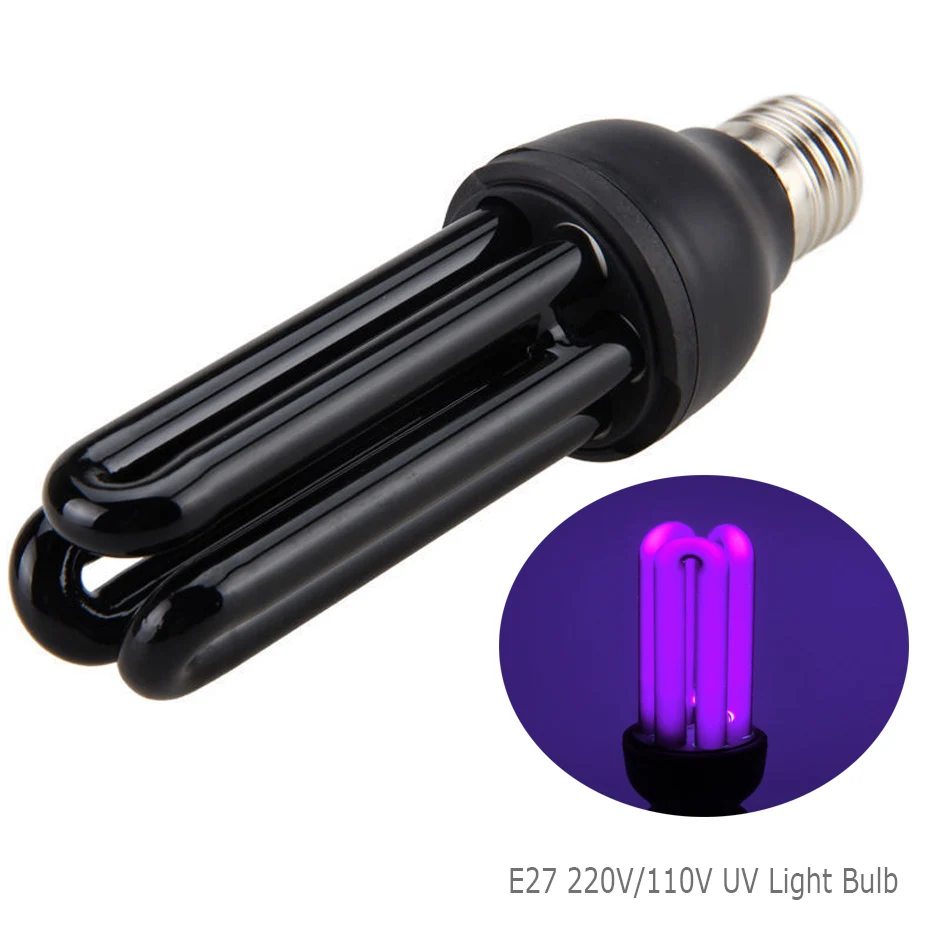 5Pcs 220V E27 40W UV Light Bulb UV Ultraviolet Fluorescent CFL Light Bulb Spiral Violet Lamps Lighting Enegy Saving Black Light