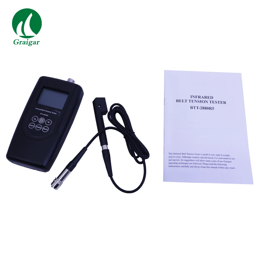 BTT-2880R5 디지털 모터 장력계 분할 휴대용 적외선 벨트 장력 테스터 범위, 10 ~ 500Hz, 1.2M 길이 케이블 프로브
