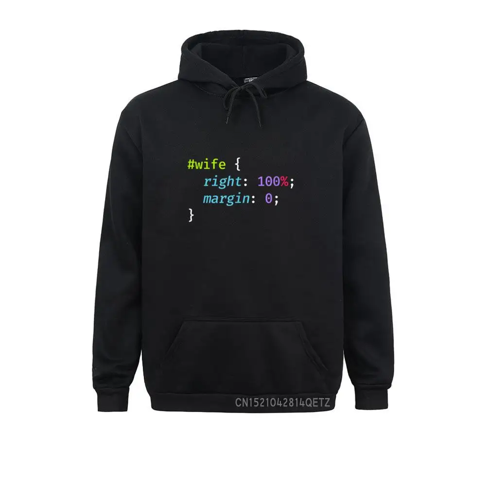 

Men's Long Sleeve Funny CSS HTML Programming Joke Chic Wife Is Always Right Sweatshirts Europe Hoodies 2021 Fashion Hoods