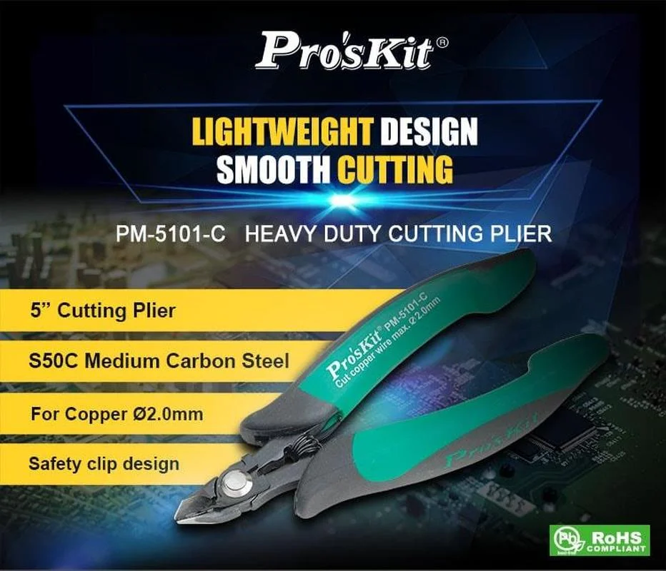 Proskit PM-5101-C Mini two-color Ruyi cast steel diagonal pliers for cutting components or trimming leads TPR non-slip handle