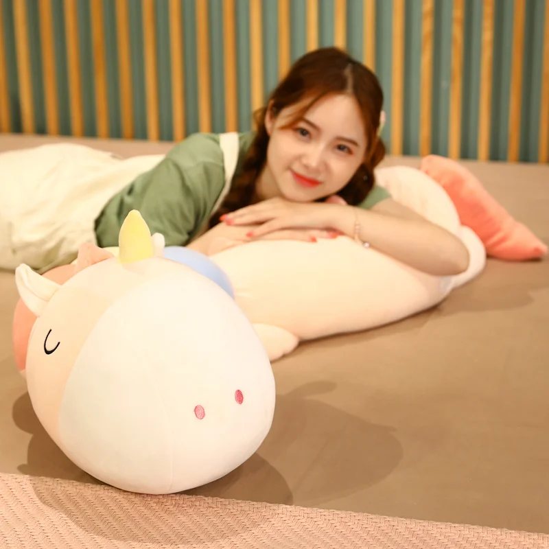 

New Hot Soft Animals Long Sleeping Pillow Stuffed Dinosaur Unicorn Crocodile Deer Cute Plush Toys Doll Sofa Bed Lovely Gift