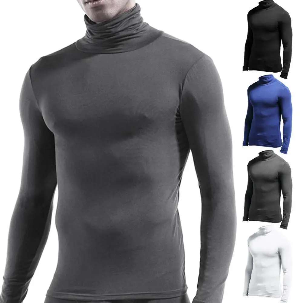 Winter High Collar Rashguard Men's Thermal Underwear Men First Layer Man Underwear Shirt Second Skin Men Compression Clothes