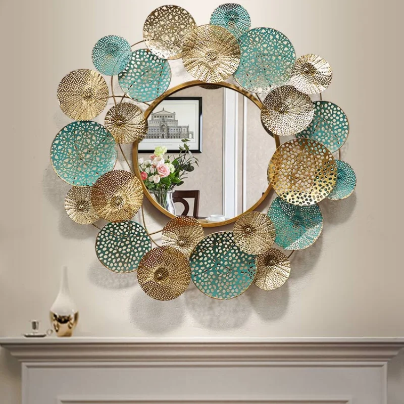 

Big Wall Mirror With Frame Metal Round Decorative Mirror Home Decor Living Room Large Wall Hanging Mirror Retro 1413194549