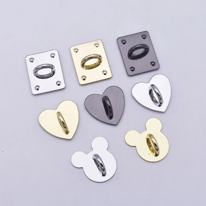 Diy Metal Flatback Heart Sticking Hooks Accessories for Jewelry Making Gold Silver Phone Case Charms Connecting Clasp