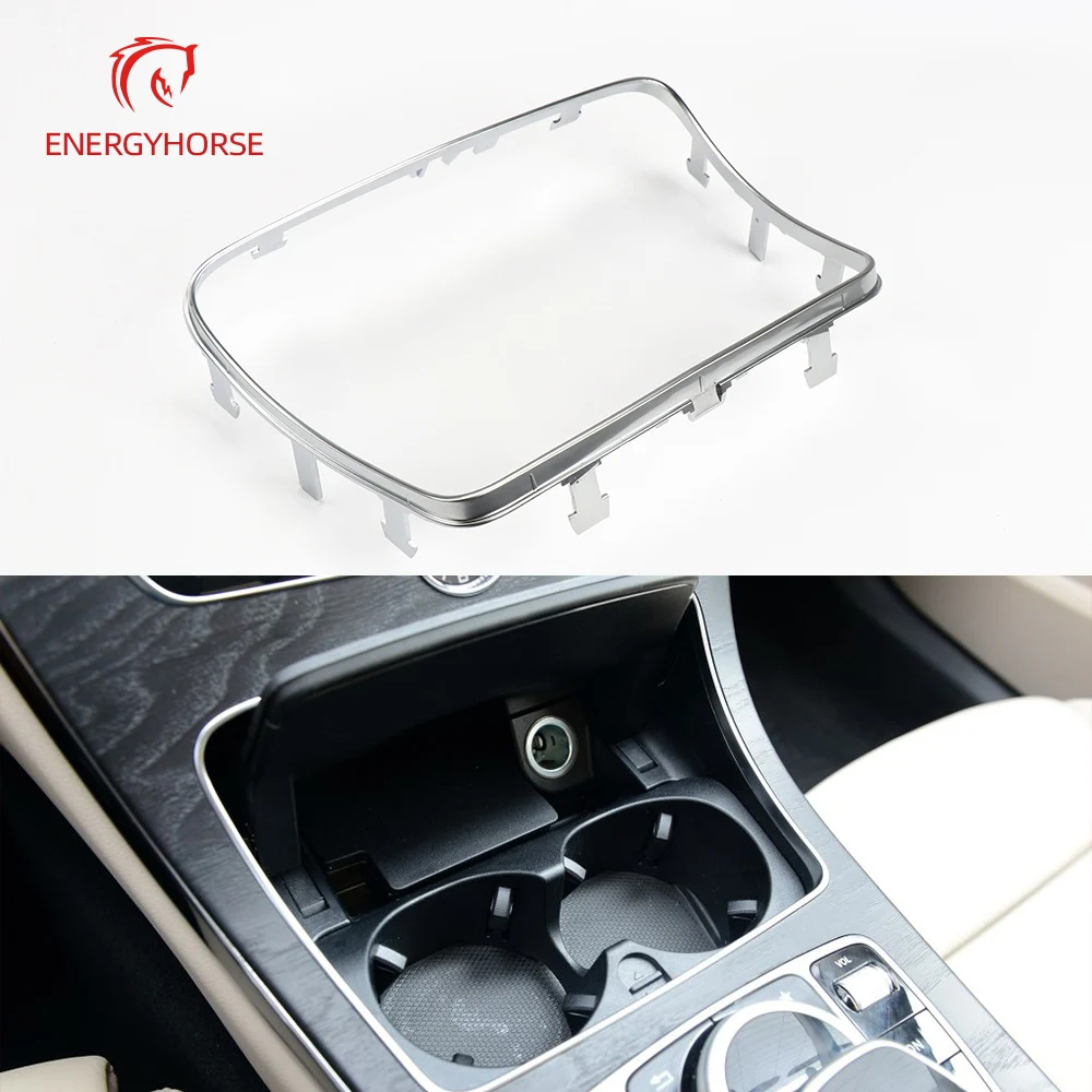 Console Center Ashtray Cup Holder Strip Trim Parts Personal Chrome Frame for Mercedes Benz GLC C Class W253 W205 2015-2020