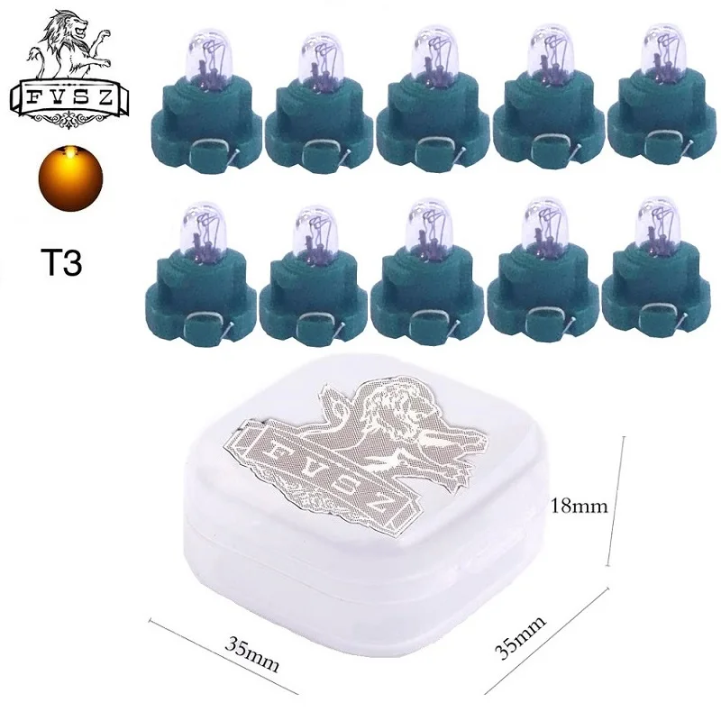 10Pcs T3 12V 0.56W 8mm Car Instrument Panel Light Yellow Lamp Bulb for Audi / Honda / Toyota / Mitsubishi / Nissan - Green