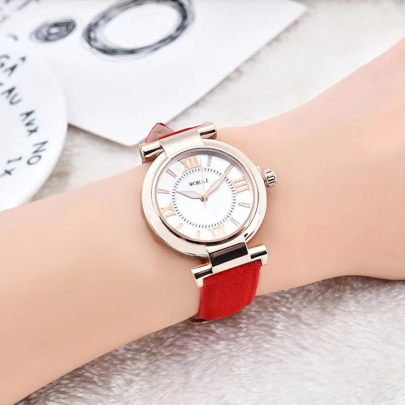 WOKAI hohe qualität mode casual frauen frische stil einfache gürtel quarzuhr weibliche studenten wasserdicht leucht retro uhr