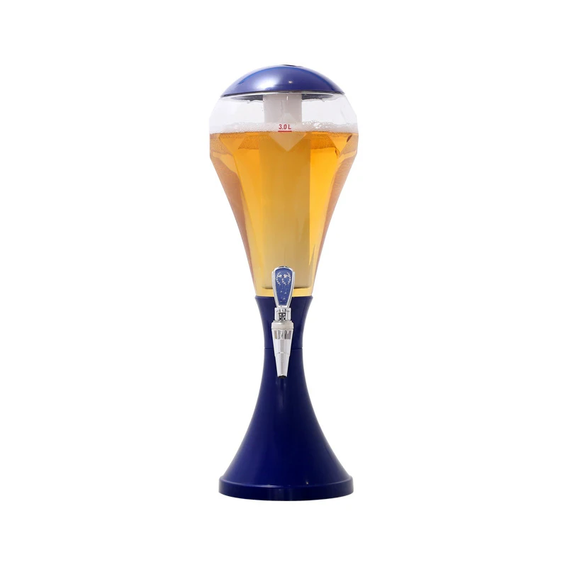 PlumWheat Beer Tower Beverage Dispenser, LED Colorful Shinning Lights, Ice Tube, Home Bar Party Gameday, BT80, 3 Liters