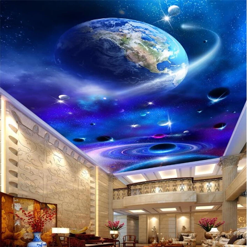 

wellyu Custom large-scale wallpaper 3d обои super luxury version of the high-definition universe sky 3D ceiling zenith fresco