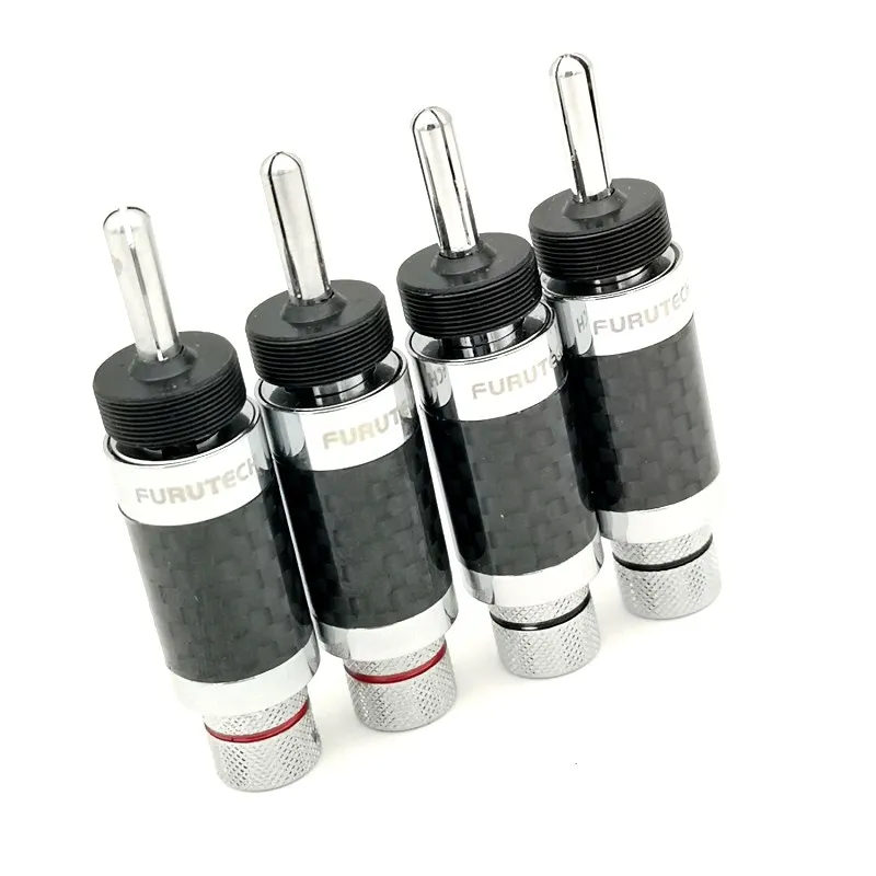 AHSY Furutech spina a Y in rame puro con spina a Banana placcata in fibra di carbonio cavo per altoparlante amplificatore per altoparlanti fai-da-te con spina di blocco