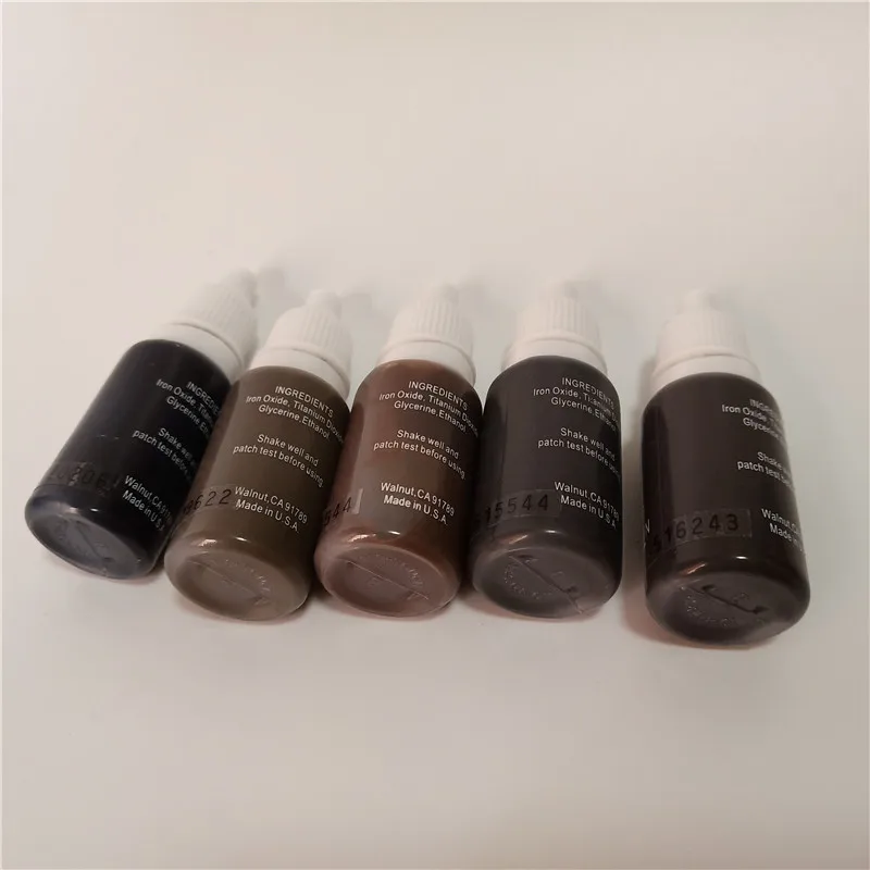 

5 Pcs Semi Permanent Makeup Micropigment Tattoo Ink 15ml/bottle 3d Eyebrow lips Black Brown Color Kit