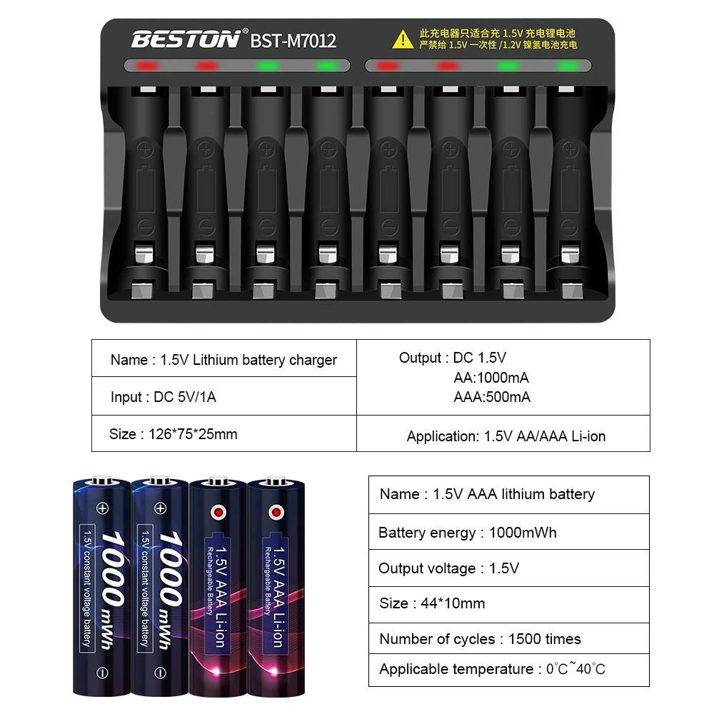 Batteria ricaricabile agli ioni di litio da 1000 mWh 1.5V AAA per Mouse elettrico con telecomando