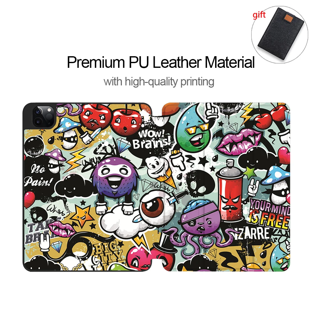 MTT 2021 Case For iPad Pro 11 With Pencil Holder Soft TPU Back Cover For iPad Pro 12.9 Flip Stand Smart Funda With Tablet Bag