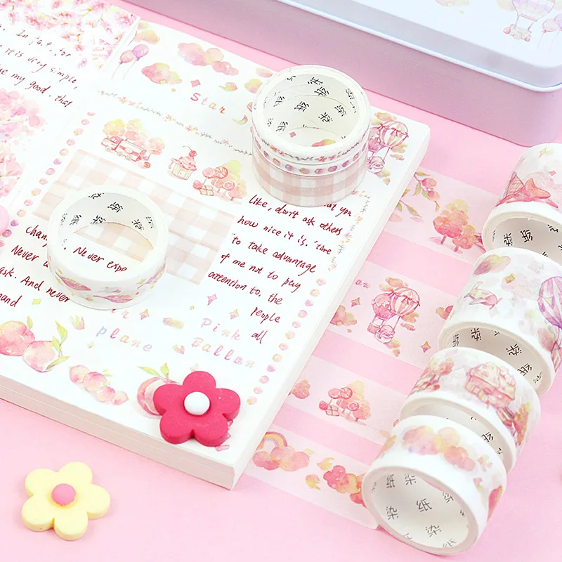 8 Pcs/lot Ins Style Cute colour Iron box Masking Washi Tape Scrapbooking Diary Suit Combination Paper Stickers Adhesive Gift box