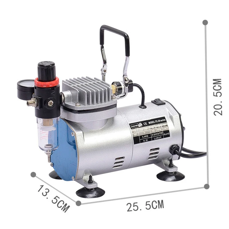 Mini air compressor, small air pump, ultra-quiet, oil-free spray painting, leather furniture touch-up, TC-20B painting/printing