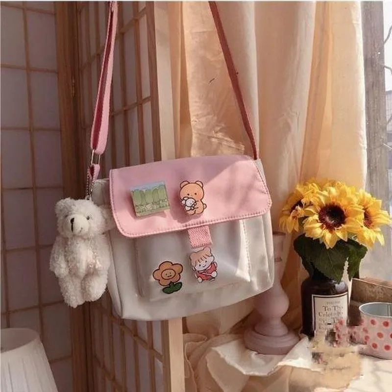 Shopping Bags Women Sweet Kawaii Printed Canvas Leisure Daily Shop High Quality Harajuku Korean Style All-match Grocery Bag New