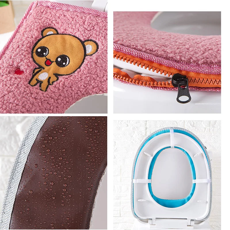 Bathroom Warmer Toilet Seat Cloth Soft Closestool Washable Lid Top Cover Pad Thickened Toilet Seat Supplies