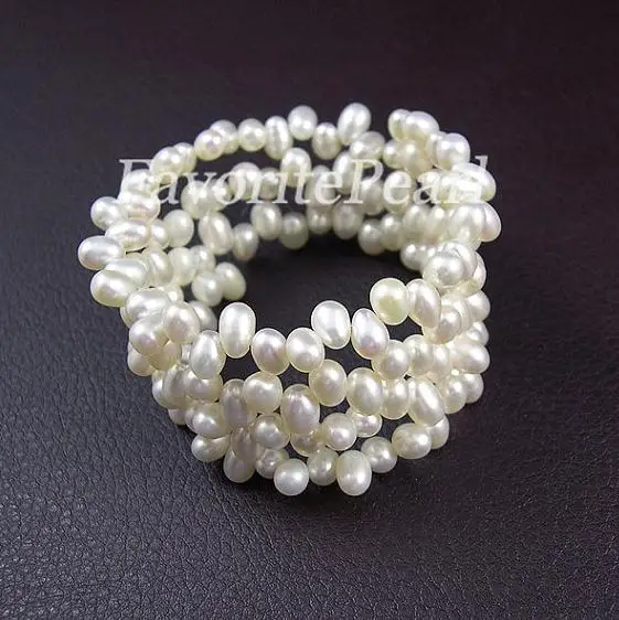 New Arrival Pearl Bracelet Triple Row 7-8 inches White Natural Freshwater Pearl Wrap Bracelet Handmade Fine Jewelry Wedding Gift